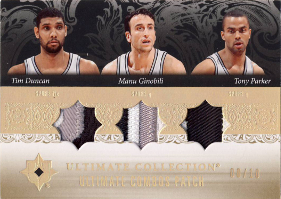 2006-07 Ultimate Collection Combos Patches Triple #DPG Tim Duncan / Tony Parker / Manu Ginobili 08/10