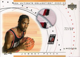 2002-03 Ultimate Collection Jerseys Patches #QWP Qyntel Woods RC 22/50