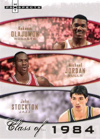 2007-08 Fleer Hot Prospects Class of #1984 Hakeem Olajuwon / Michael Jordan / John Stockton 0851/1984