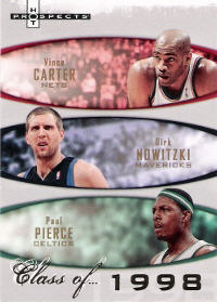 2007-08 Fleer Hot Prospects Class of #1998 Vince Carter / Dirk Nowitzki / Paul Pierce 1783/1998