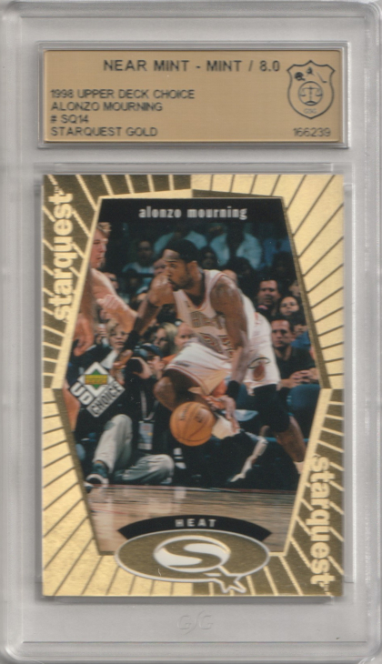 1998-99 UD Choice StarQuest Gold #SQ14 Alonzo Mourning 088/100 GSG 8.0