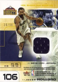 2002-03 Fleer Hot Shots Give and Go Game-Used #106 Juwan Howard /50 with Satterfield (GU NUM missing!)